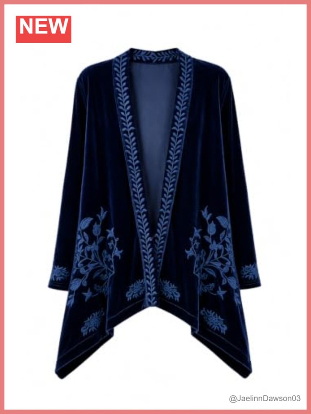Womens Embroidered Kimono Cardigan Velvet Blazer Open Front